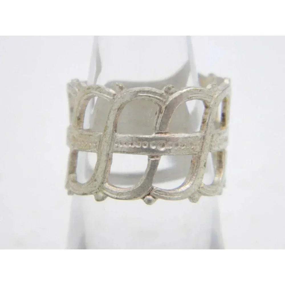 VTG Silver Tone Openwork Filigree Ring Size 6.25
